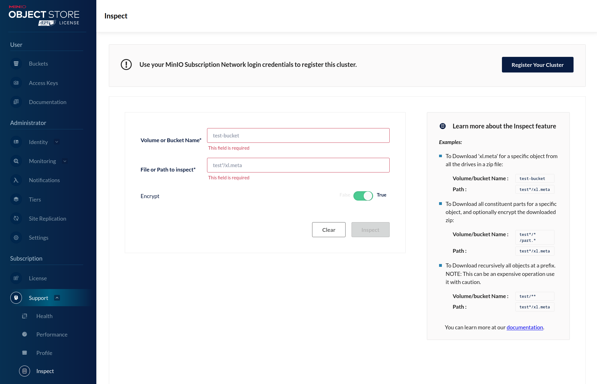 MinIO Console - Inspect an Object